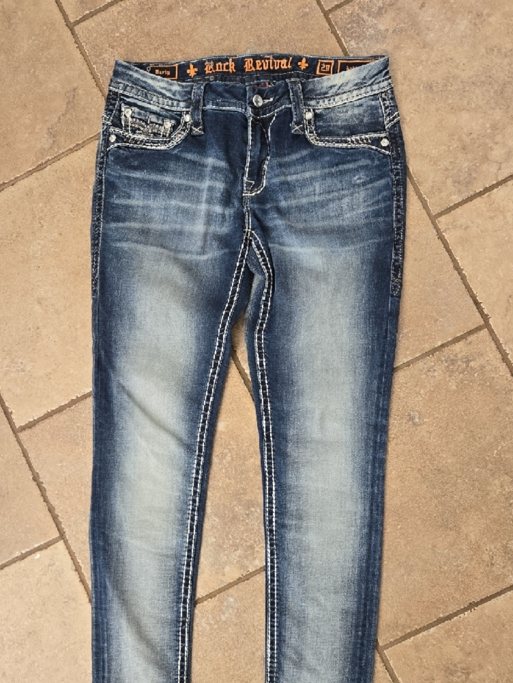 Rock Revival Embellished Ankle Skinny Jeans - Faded Blue - Picture 4 of 6